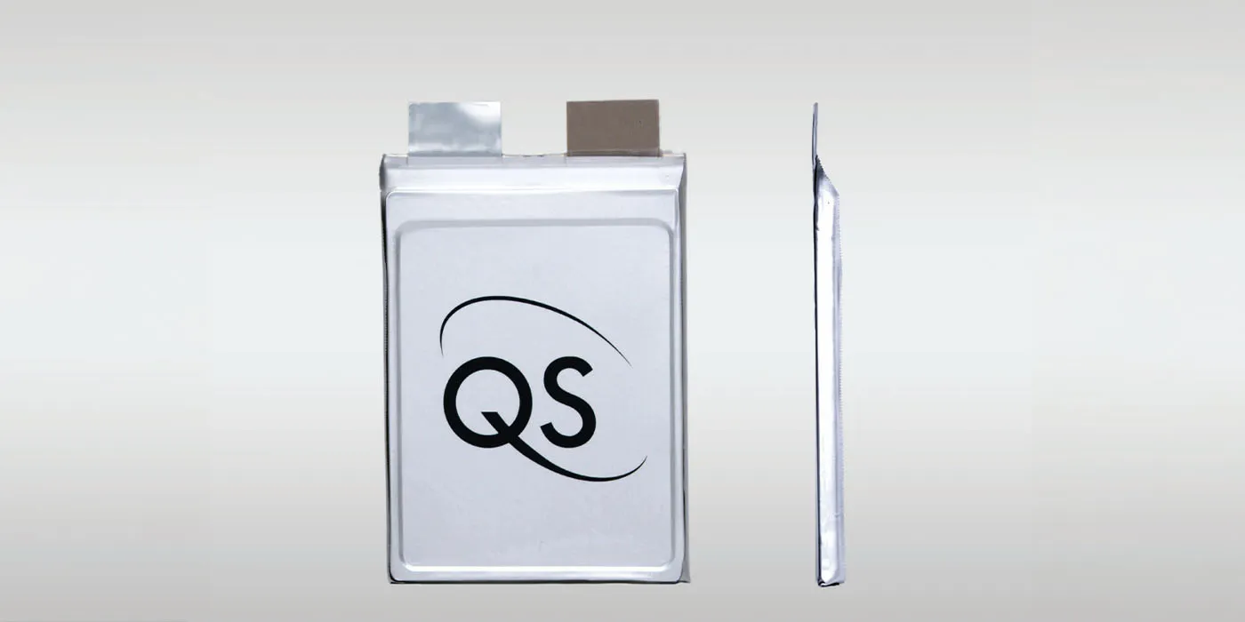 Solid-state battery cell with futuristic blue glow and circuit board background